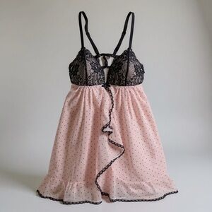 Ambrielle Black and Pink Lace Bra Intimates